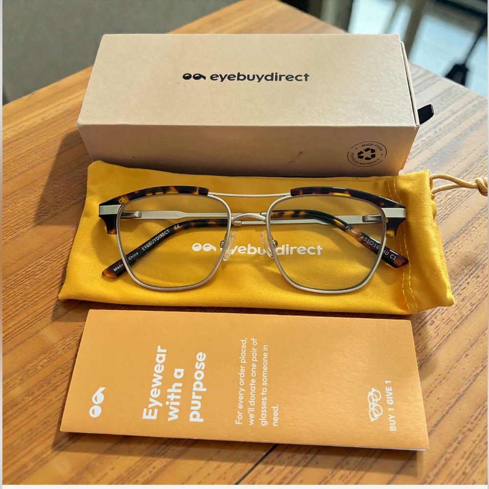 NEW Eyebuydirect‎ Elliot Eyeglasses Flight  51-16-140 w/ Box Case Pouch